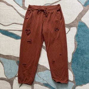Aerie | Burnt Orange Oversized Relaxed Fit Factory Distressed Joggers Sweatpants